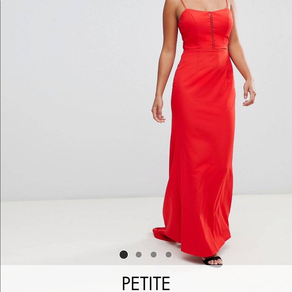 Jarlo Petite Red Cami Strap Fishtail Maxi Dress. UK 8/ US 4p